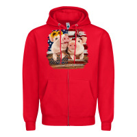 Red Cute Couple American Pigs Zipper Hoodie - Bettercallsaul