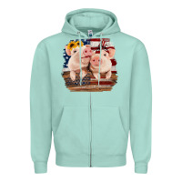 Seafoam Cute Couple American Pigs Zipper Hoodie - Bettercallsaul