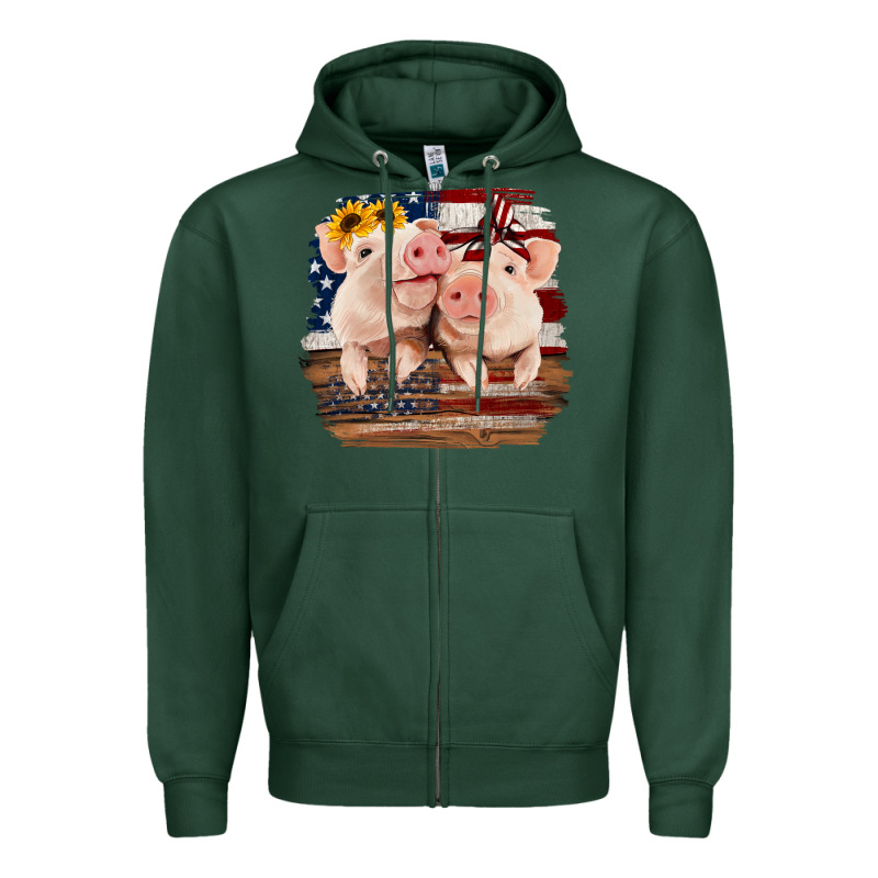 Cute Couple American Pigs Zipper Hoodie by Bettercallsaul | Teevron