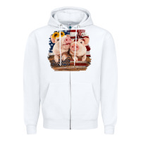 White Cute Couple American Pigs Zipper Hoodie - Bettercallsaul