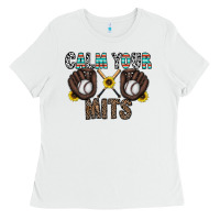White calm your mits baseball Ladies Tee - CowhideDigitalArt
