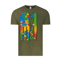 Vintage Olive autism american flag Vintage Tee - MaliasSmallBusiness