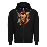 Black American Highland Cow Zipper Hoodie - Bettercallsaul