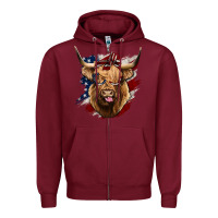 Burgundy American Highland Cow Zipper Hoodie - Bettercallsaul