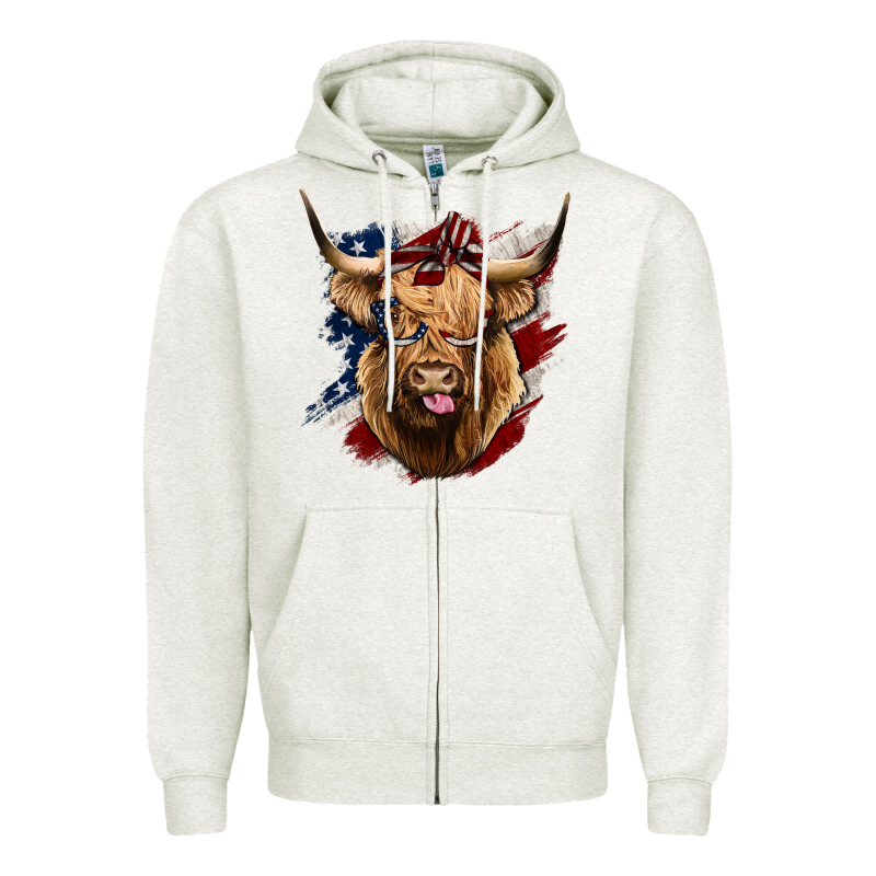 American Highland Cow Zipper Hoodie by Bettercallsaul | Teevron