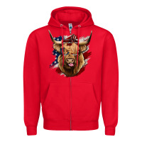 Red American Highland Cow Zipper Hoodie - Bettercallsaul