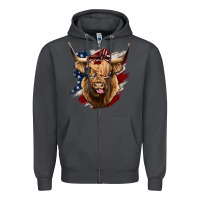 Smoke American Highland Cow Zipper Hoodie - Bettercallsaul