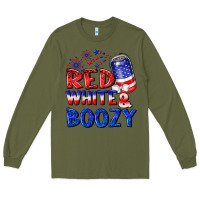 Army Green red white boozy Long Sleeve Tee - NancyCooperArtShop