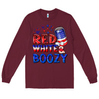 Burgundy red white boozy Long Sleeve Tee - NancyCooperArtShop