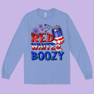 Red White Boozy Long Sleeve Tee Designed By Nancycooperartshop