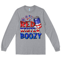 Heather Grey red white boozy Long Sleeve Tee - NancyCooperArtShop
