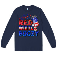 Navy red white boozy Long Sleeve Tee - NancyCooperArtShop