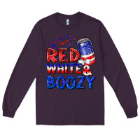 Plum red white boozy Long Sleeve Tee - NancyCooperArtShop