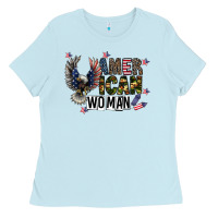 Baby Blue american woman Ladies Tee - CowhideDigitalArt