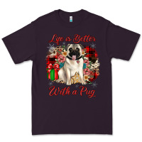 Plum Christmas life is better with a pug Premium Tee - JahusDesignShop