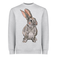Heather Grey Easter bunny Heavyweight Sweatshirt - NancyCooperArtShop