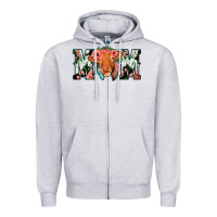 Heather Grey Cowhide Floral Feather Cow Mom Zipper Hoodie - Bettercallsaul