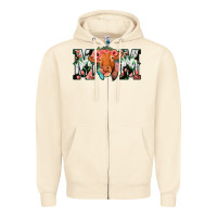 Sandshell Cowhide Floral Feather Cow Mom Zipper Hoodie - Bettercallsaul