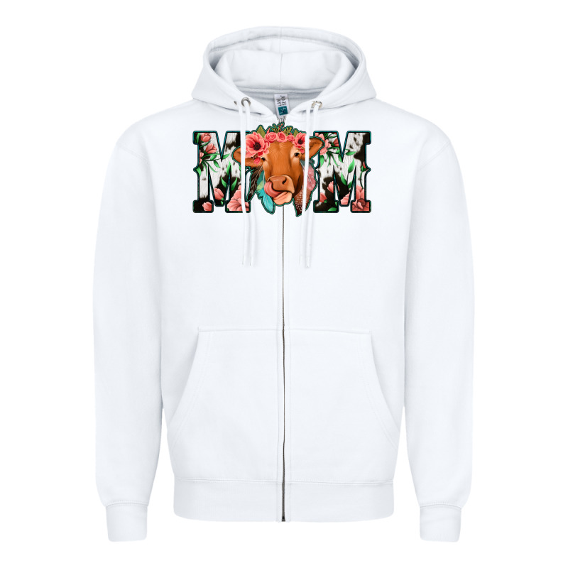 Cowhide Floral Feather Cow Mom Zipper Hoodie by Bettercallsaul | Teevron