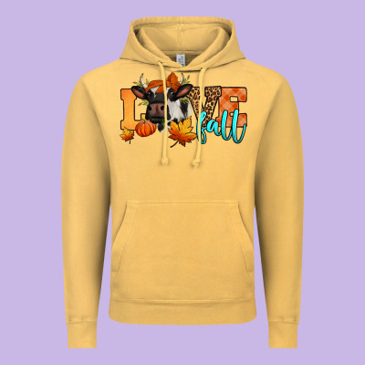 Love Fall Holstein Cow Vintage Hoodie Designed By Jasminsmagicworld