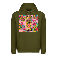 Army Green peace love hippie daisy Premium Hoodie - TumblerDesignByShophia