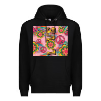 Black peace love hippie daisy Premium Hoodie - TumblerDesignByShophia