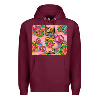 Burgundy peace love hippie daisy Premium Hoodie - TumblerDesignByShophia