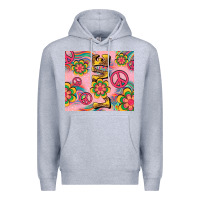 Heather Grey peace love hippie daisy Premium Hoodie - TumblerDesignByShophia