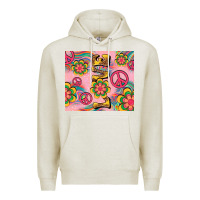 Oatmeal Heather peace love hippie daisy Premium Hoodie - TumblerDesignByShophia