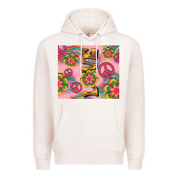 Pale Pink peace love hippie daisy Premium Hoodie - TumblerDesignByShophia