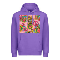 Purple peace love hippie daisy Premium Hoodie - TumblerDesignByShophia