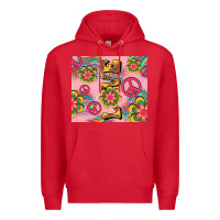 Red peace love hippie daisy Premium Hoodie - TumblerDesignByShophia