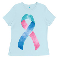 Baby Blue thyroid cancer ribbon fa element Ladies Tee - FaDigitalArtStudio