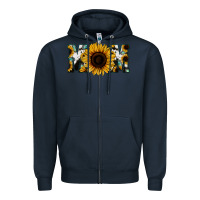 Navy Sunflower Turquoise Cowhide Mom Zipper Hoodie - Bettercallsaul
