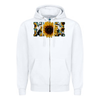 White Sunflower Turquoise Cowhide Mom Zipper Hoodie - Bettercallsaul