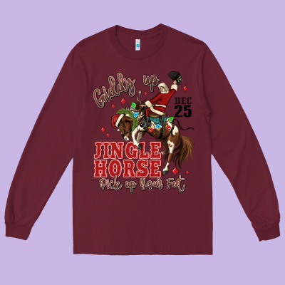 Giddy Up Jingle Horse Pick Up Your Feet Long Sleeve Tee Designed By Maliassmallbusiness