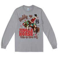 Heather Grey giddy up jingle horse pick up your feet Long Sleeve Tee - MaliasSmallBusiness
