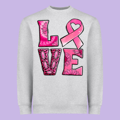 Breast Cancer Love Heavyweight Sweatshirt Designed By Nancycooperartshop