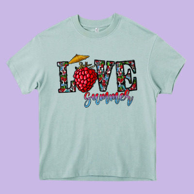Love Summer Heavy Core Tee Designed By Cowhidedigitalart