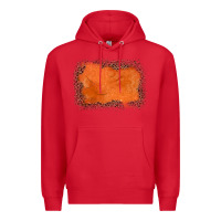 Red gemstone orange leopard background Premium Hoodie - JahusDesignShop