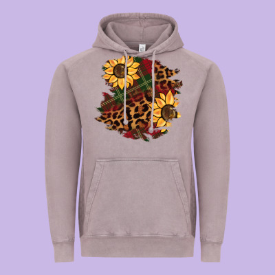 Christmas Leopard Sunflower Vintage Hoodie Designed By Barkaloodesign
