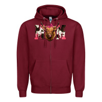 Burgundy Highland Cow Mom Zipper Hoodie - Bettercallsaul