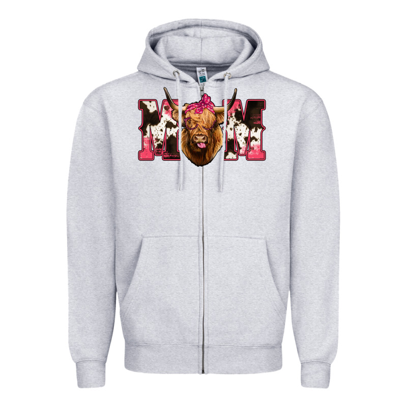 Highland Cow Mom Zipper Hoodie by Bettercallsaul | Teevron