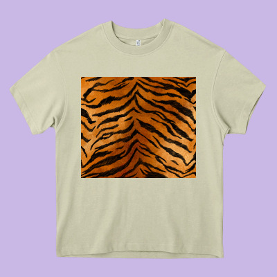 Handdrawn Tiger Pattern Heavy Core Tee Designed By Barkaloodesign