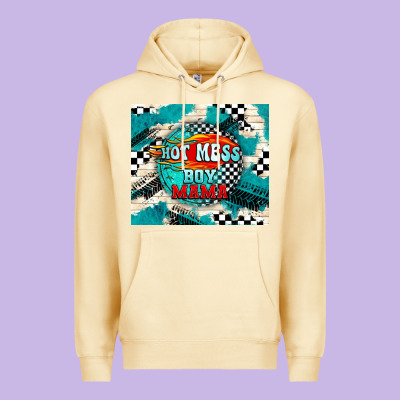 Hot Mess Boy Mama With Fire Premium Hoodie Designed By Tumblerdesignbyshophia