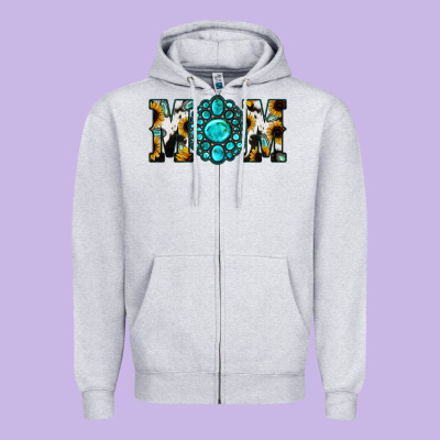 Sunflower Turquoise Gemstone Cowhide Mom Zipper Hoodie Designed By Bettercallsaul