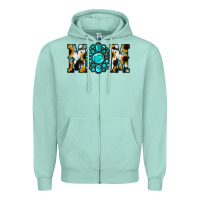 Seafoam Sunflower Turquoise Gemstone Cowhide Mom Zipper Hoodie - Bettercallsaul