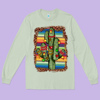 Christmas Cactus Long Sleeve Tee Designed By Jahusdesignshop