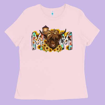 Mom Highland Cow Ladies Tee Designed By Racoondesign