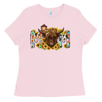 Bubblegum Pink mom highland cow Ladies Tee - RacoonDesign